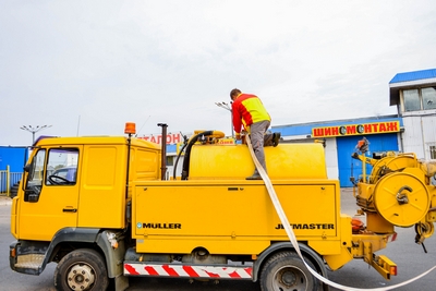 Truck delivering technical water